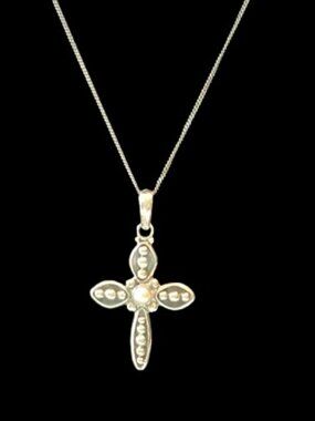 Silpada S0971 Sterling Silver Pearl Cross Necklace 925 Chain Retired Giftable
